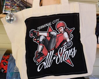 Terminal City Roller Derby Vancouver, BC, CA Upcycled Tote Bag