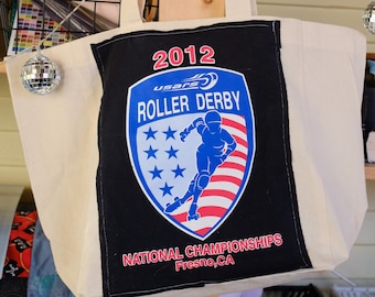 2012 USARS Roller Derby National Championships Fresno, CA Upcycled Tote Bag