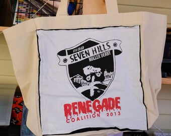 Seven Hills Roller Derby Richmond, VA Upcycled Tote Bag