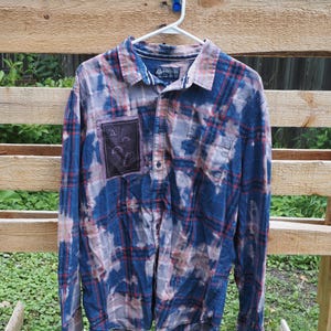 LOCH NESS Patch, Bleach Dyed - Upcycled Flannel Size XXL