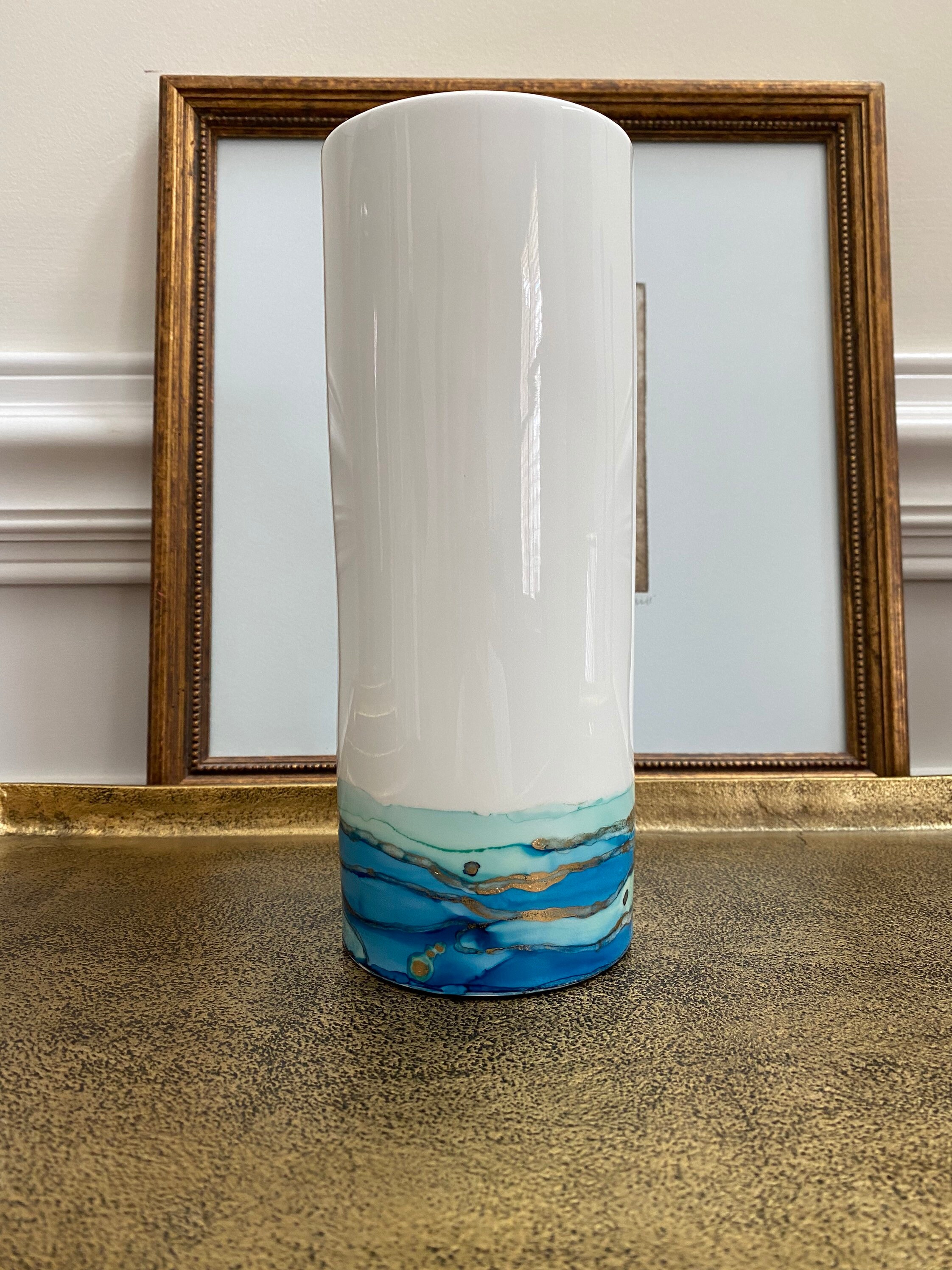 Hand Painted Vase/ Coastal Vase/ Coastal Decor/ Vase Etsy