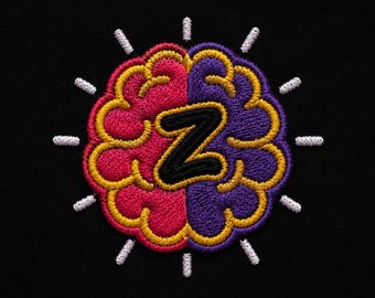 Felpa con zip e ricamo minimalista a forma di cervello / Felpa nera MSzingers / Abbigliamento comodo per malattie croniche e neuroscienze