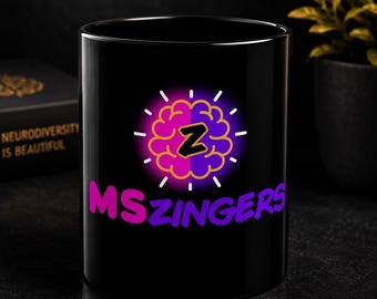 MSzingers neon brain logo black mug | 11oz or 15oz
