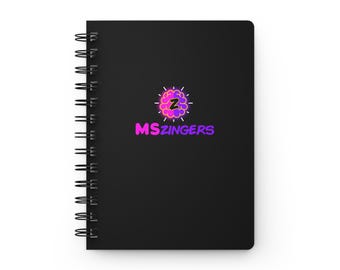 Copy of MS Zingers Logo Lined Spiral Journal | Black Cover, Brain-Kintsugi-Themed Notebook