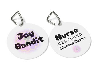 Joy Bandit Pet Tag | Nurse Certified Glimmer Dealer Dog Cat ID Tag