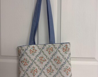 Floral Cotton Tote, Market, Shoulder Bag