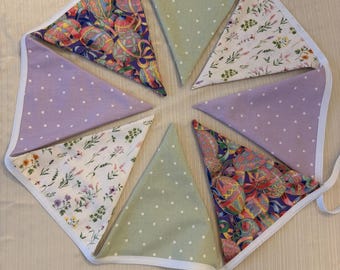 Easter Egg Spring Fabric Bunting, Green Polka Dot Garland, Penant Banner