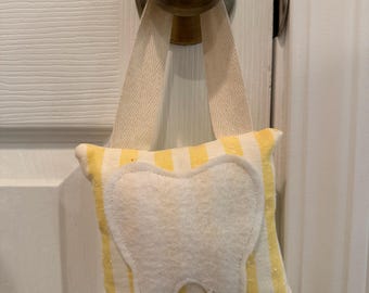 Tooth Fairy Door Hanger Fabric Pillow with Pocket