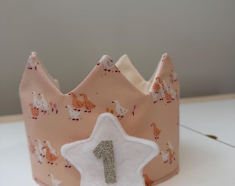 Silly Goose Birthday Crown, Handmade, Pretend Play, Dress Up, removable number pin, Adjustable