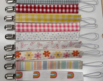 Handmade Cotton Pacifier Clip, Baby Binky Toy Strap