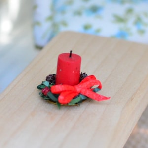 Miniature Holiday Candle Centerpiece - Miniature Christmas Dollhouse Decor - Miniature Candle - Each Candle Sold Individually