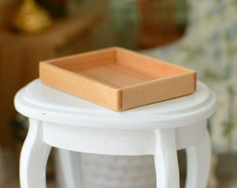 Handmade Miniature Maple Wood Tray: Dollhouse Accessory