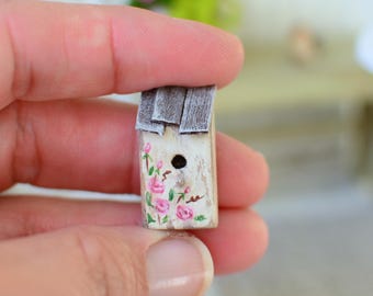 Shabby Chic Miniature Birdhouse, Miniature Dollhouse Decor, Dollhouse Accessories, Dollhouse Decor, Miniatures