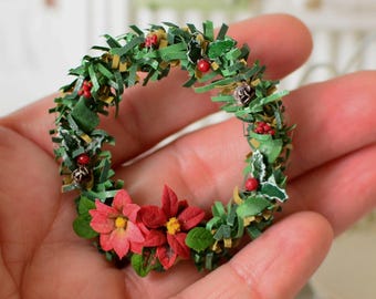 Dollhouse Miniature Christmas Wreath, Dollhouse Christmas Wreath, Miniature Christmas Decorations