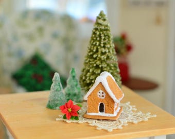 Handmade Miniature Gingerbread House: Christmas Dollhouse Decor
