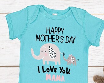 Mother's Day Elephant Bodysuit, New Mom Mothers Day Gift, First Mother Day I love You Bodysuit
