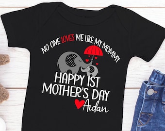 First Mother's Day Bodysuit, Personalized Happy Mothers Day Bodysuit, Little Elephant Mommy and Me Mother's Day Gift