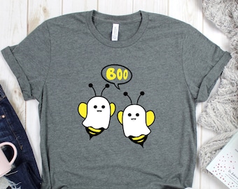 Halloween Ghost Boo Shirt,  Halloween Boo Bee Shirt For Women, Fall Shirt, Trick or Treat Tee, Funny Halloween Shirts