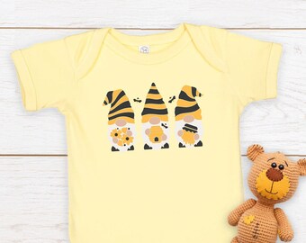 Summer Bee Gnomes, Gnome Baby Bodysuit, Gnome Summer Bodysuit, Bumble Bee Boho Gift, Baby Shower Gift, Gnome Baby Clothes