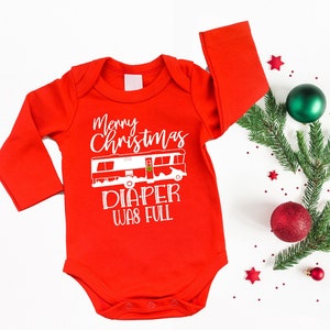 Merry Christmas Diaper Full Baby Bodysuit, Holiday Infant Shirt, Christmas Cute Baby Gift
