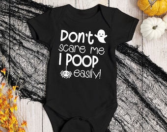 Grappige halloween-romper: maak me niet bang, ik kak gemakkelijk