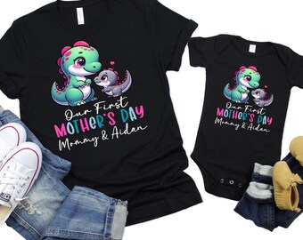 Our First Mother's Day, Mother's Day Gift for Mom and Baby Shirts,  Mommy and Me Matching Outfit, Personalized Mother's Day Gift