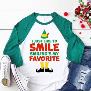 Christmas Elf Raglan Shirt, I Just Like to Smiling's Christmas Shirt, Christmas Gifts for Women