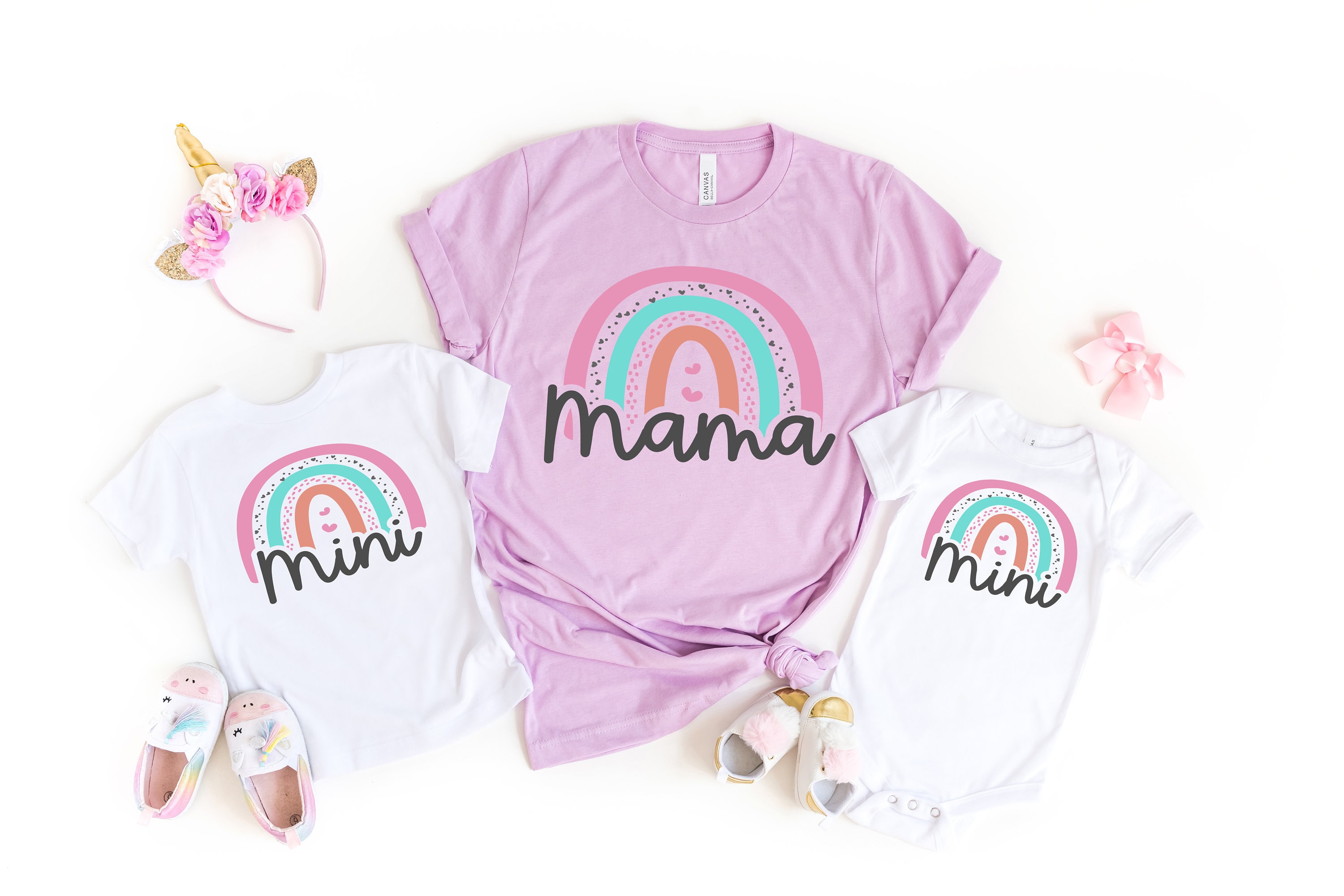 Mama Mini Rainbow Matching Shirt, Mommy and Me Shirts, Mommy Daughter…