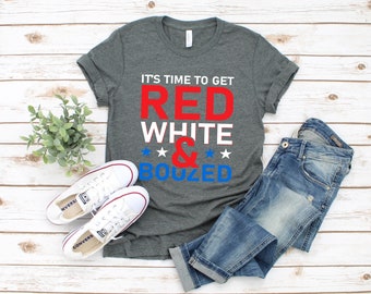 Red White and Boozed 4th of July Shirt: Patriotic Drinking Tank Top