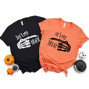 Funny Halloween Couple Shirts: She&#39;s My Trick, He&#39;s My Treat