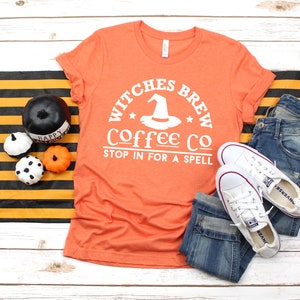 Halloween Witches Brew Coffee Shirt, Witchy Halloween T-Shirt, Women&#39;s Halloween Tee, Funny Halloween Witch Shirt