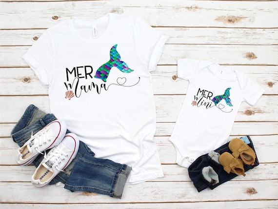 Mommy and Me Shirts, Mer Mama Mer Mini Shirt Set, Mommy and Me Girl Shirts, Mother Daughter T-Shirt Set, Matching Shirt Set