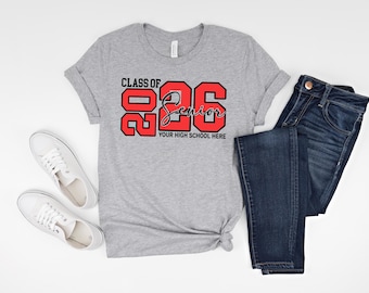 Class of 2026 Graduation Shirt, Personalized Senior 2026 Shirt, Custom Senior High School Tee, Graduation Shirt, Class of 2027, Senior Gift