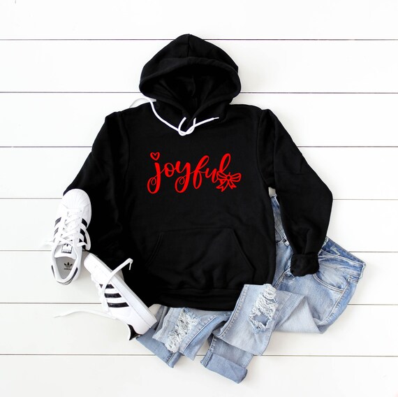 Joyful Christmas Hoodie,  Christmas  Fleece Hoodies For Women, Holiday Sweatshirt,  Holiday Gift, Bella Canvas Pullover