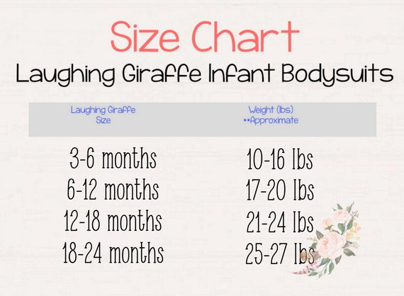 Laughing Giraffe Size Chart