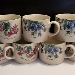 Set of 7 Majesticware Mugs by Sakura Floral Mugs/Designed by Sue Zipkin