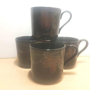 4 Vintage Mikasa Tempo Eighty &quot;Flowers of Night&quot; Mugs, Japan