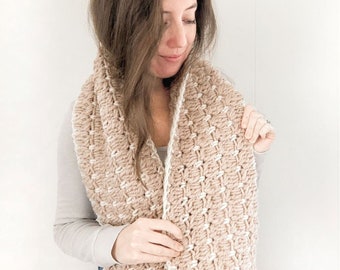 Chunky Crochet Infinity Scarf Pattern, Easy Crochet Scarf Pattern, Crochet Scarf Pattern for Women