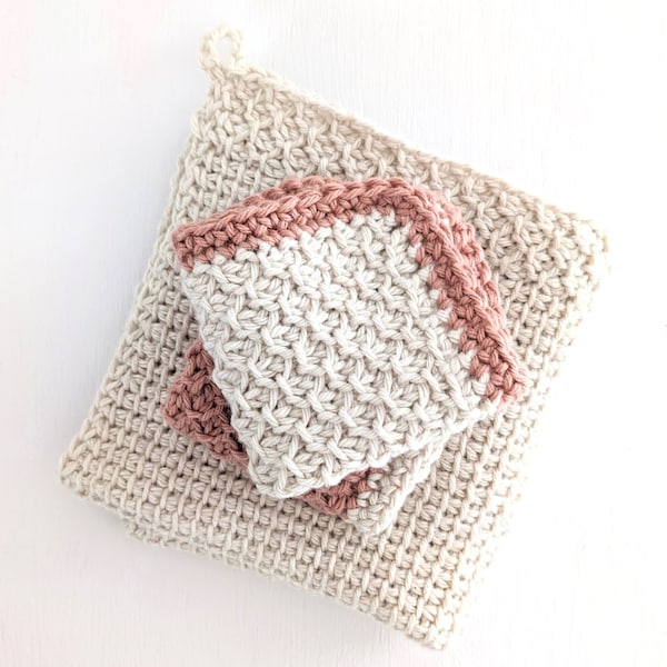 Tunisian Crochet Pattern Washcloth, Crochet Dishcloth Pattern, Crochet Kitchen Home Pattern