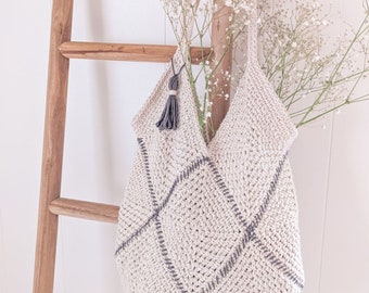 CROCHET PATTERN, Crochet Granny Square Bag Pattern, Crochet Tote Bag Pattern, Crochet Market Bag Pattern