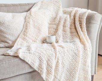 Crochet Throw Blanket Pattern, Textured Blanket Pattern, Beginner Crochet Blanket, Modern Crochet Throw, Easy Crochet Pattern, PDF Download