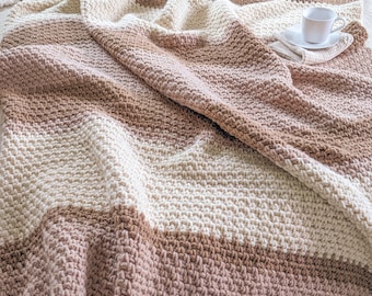 Striped Crochet Blanket Pattern, Bulky Crochet Throw Pattern, Beginner Crochet Blanket, Modern Crochet Throw, Easy Crochet Pattern, PDF