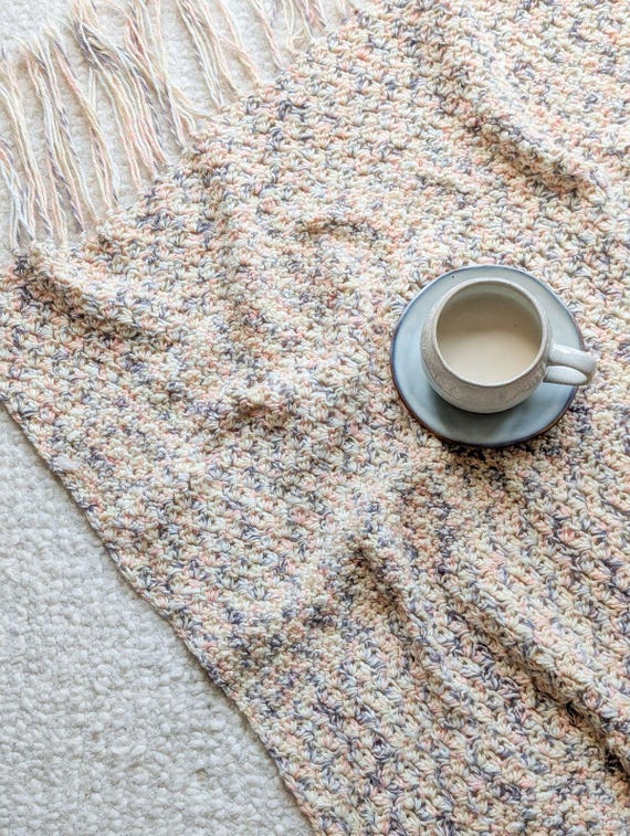 Coastal Crochet Blanket Pattern, Textured Throw Pattern, Beginner Crochet Blanket, Lightweight Crochet Throw, Easy Crochet Pattern