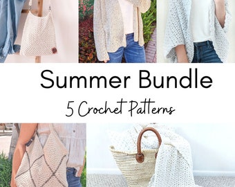Summer Crochet Pattern Bundle, 5 Crochet Patterns