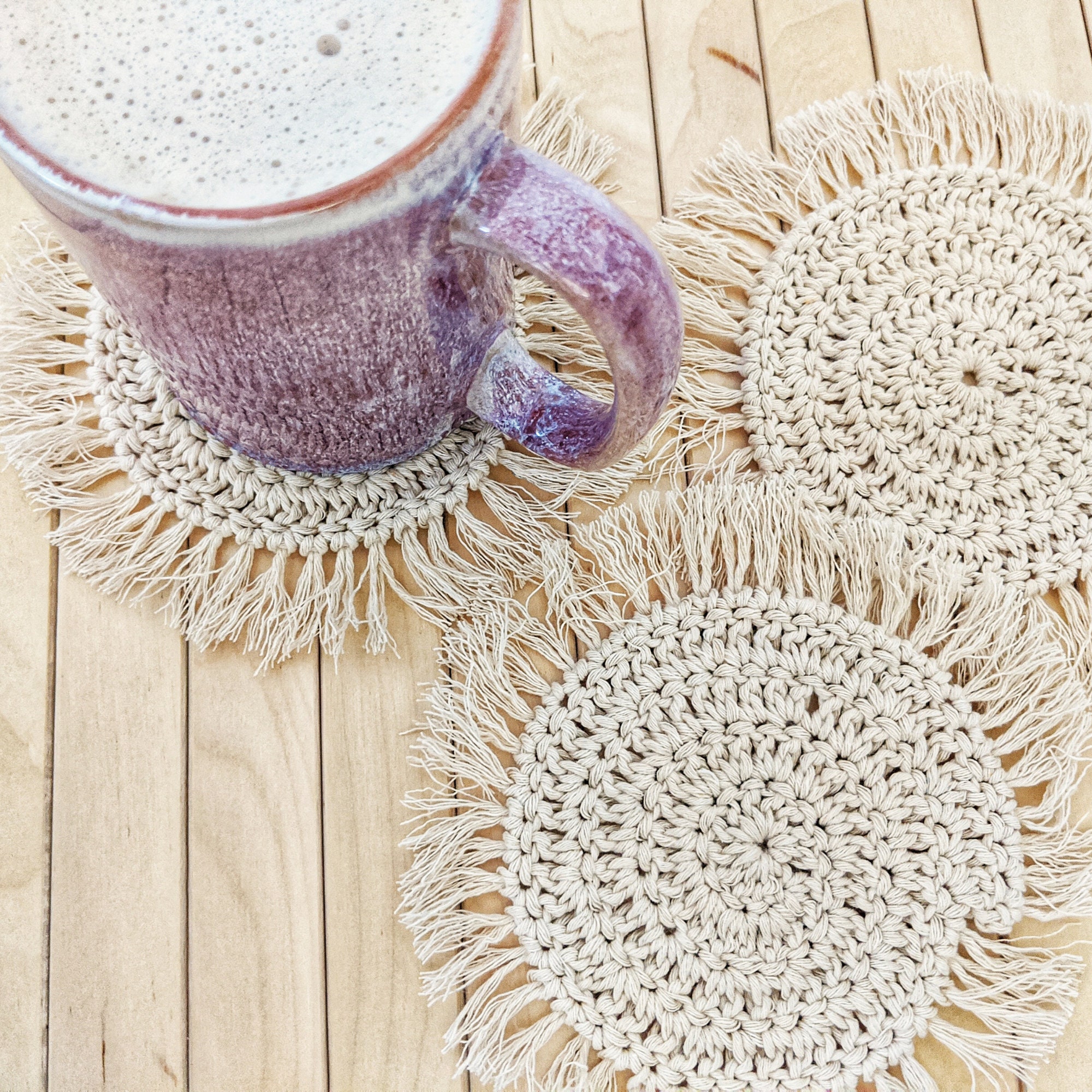 Boho Crochet Coaster Pattern Crochet Coasters Handmade Etsy