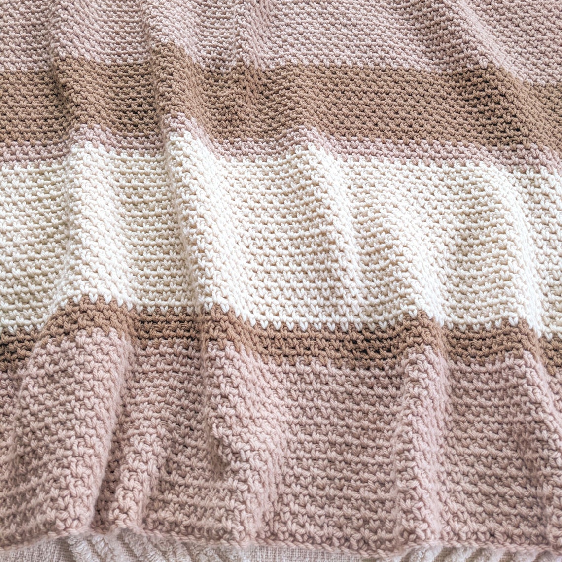 Striped Crochet Blanket Pattern Large Crochet Throw Blanket Etsy