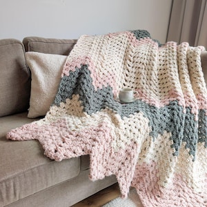 Virkmönster, Stor virkad chevronfilt, Enkel randig virkad pläd, Virkmönster för nybörjare