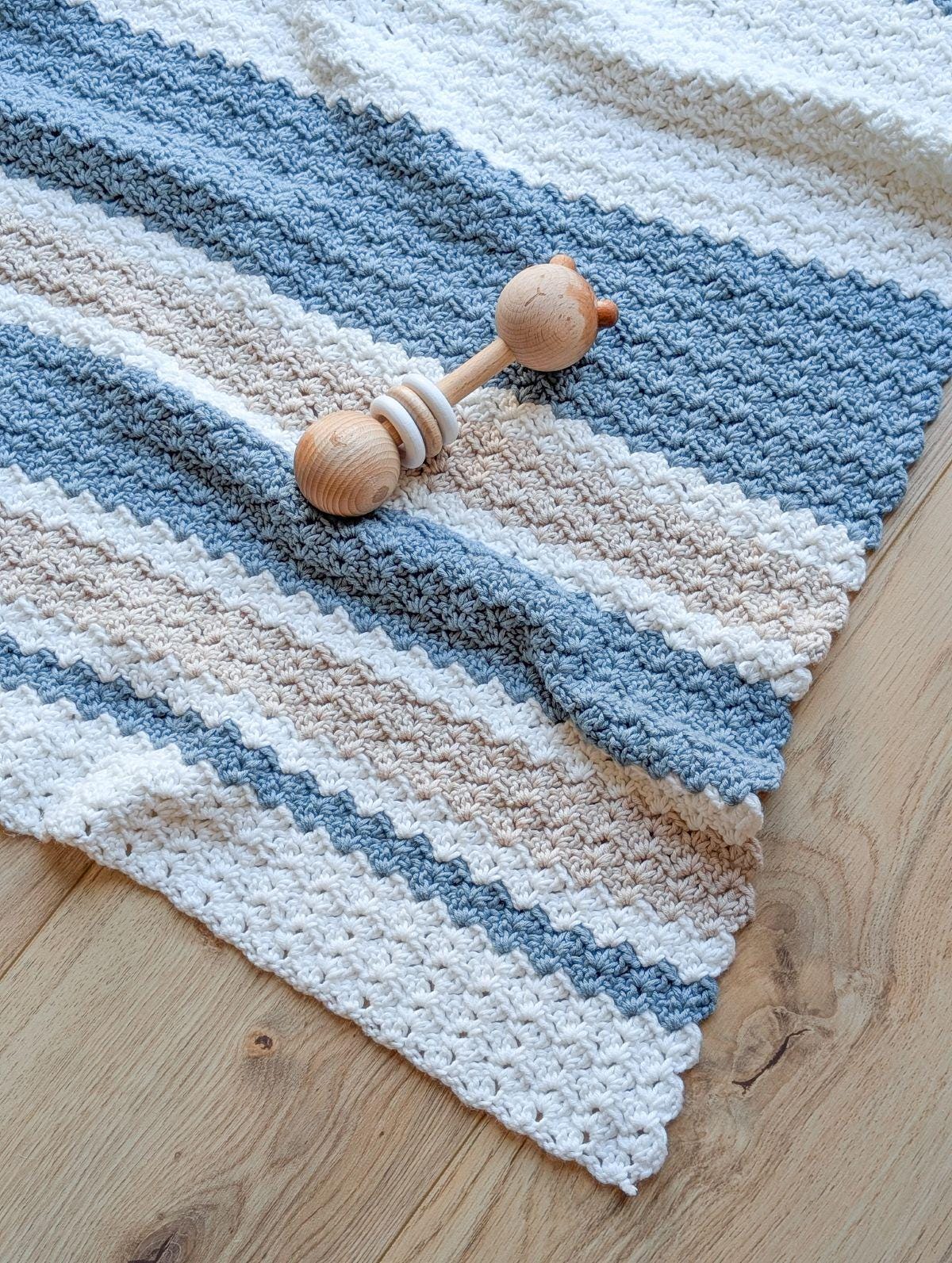 Striped Crochet Baby Blanket Pattern | Easy One Row Repeat Blanket ...