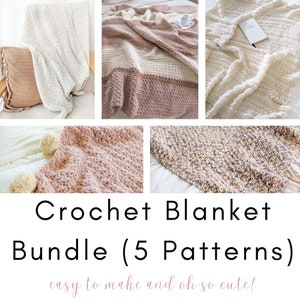 5 Crochet Blanket Pattern Bundle