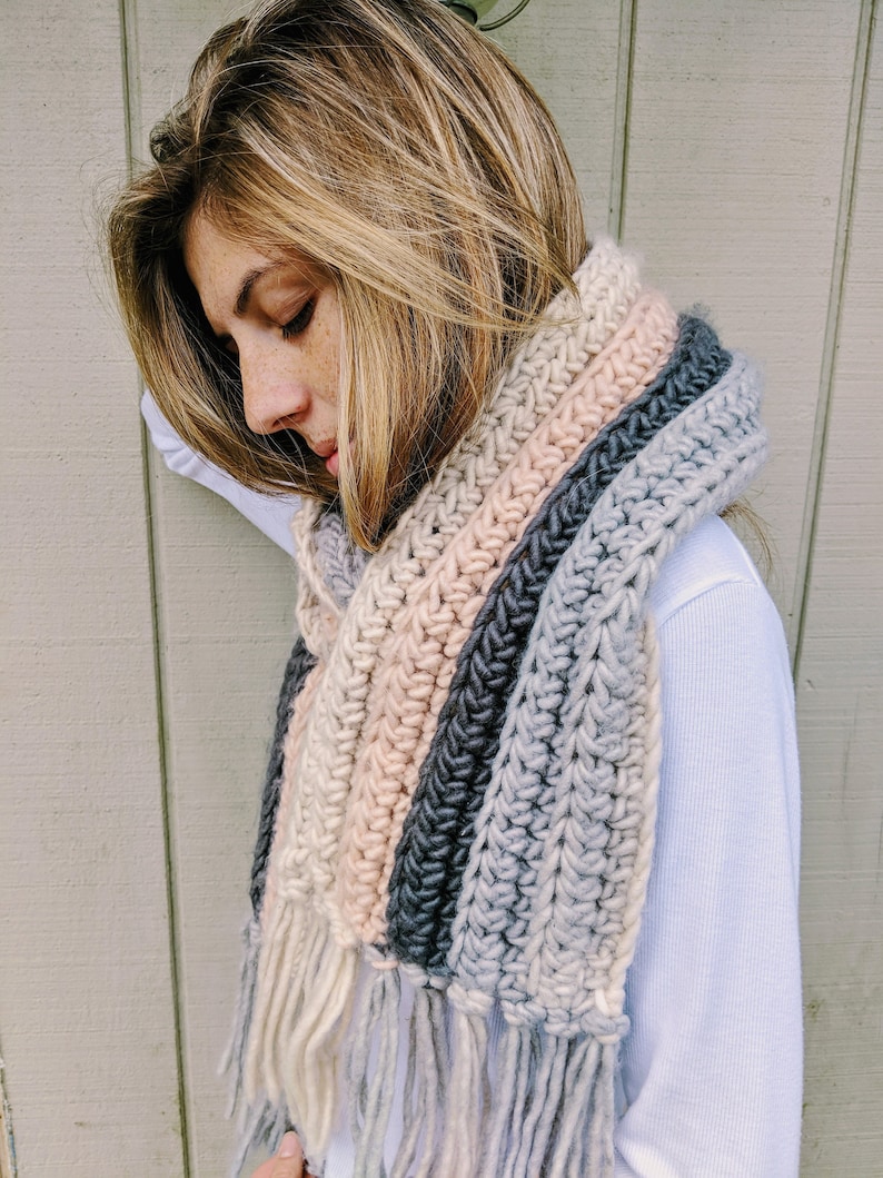 Highlands Ribbed Scarf crochet pattern listing photo by JewelsandJones